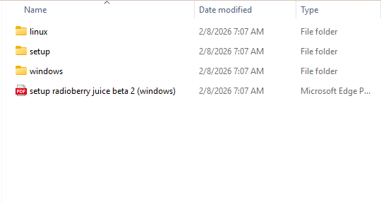 the raduioberry juice boarded driver setup
