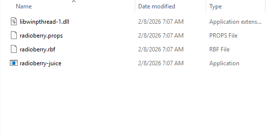 the raduioberry juice boarded driver setup