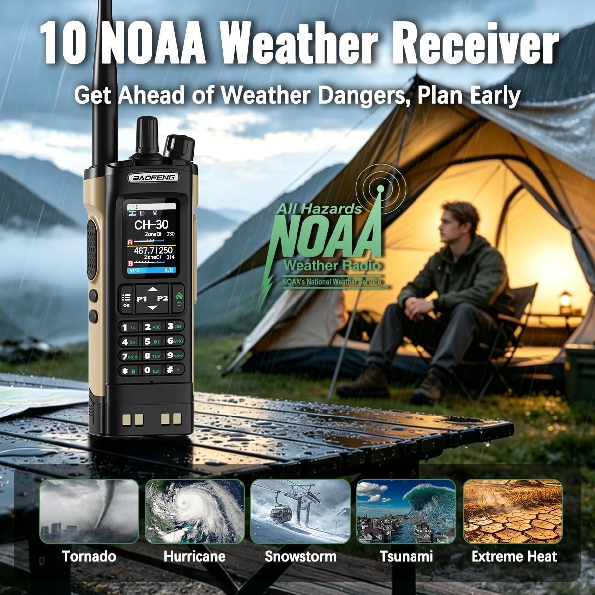 1793016393 BAOFENG GMRS Radio Handheld Radio Rechargeable GM32 Walkie Talkies Long Range for Adults NOAA Weather Emergency GMRS Repeater Two Way Radio with USB C Charger for Off Road Trips Survival