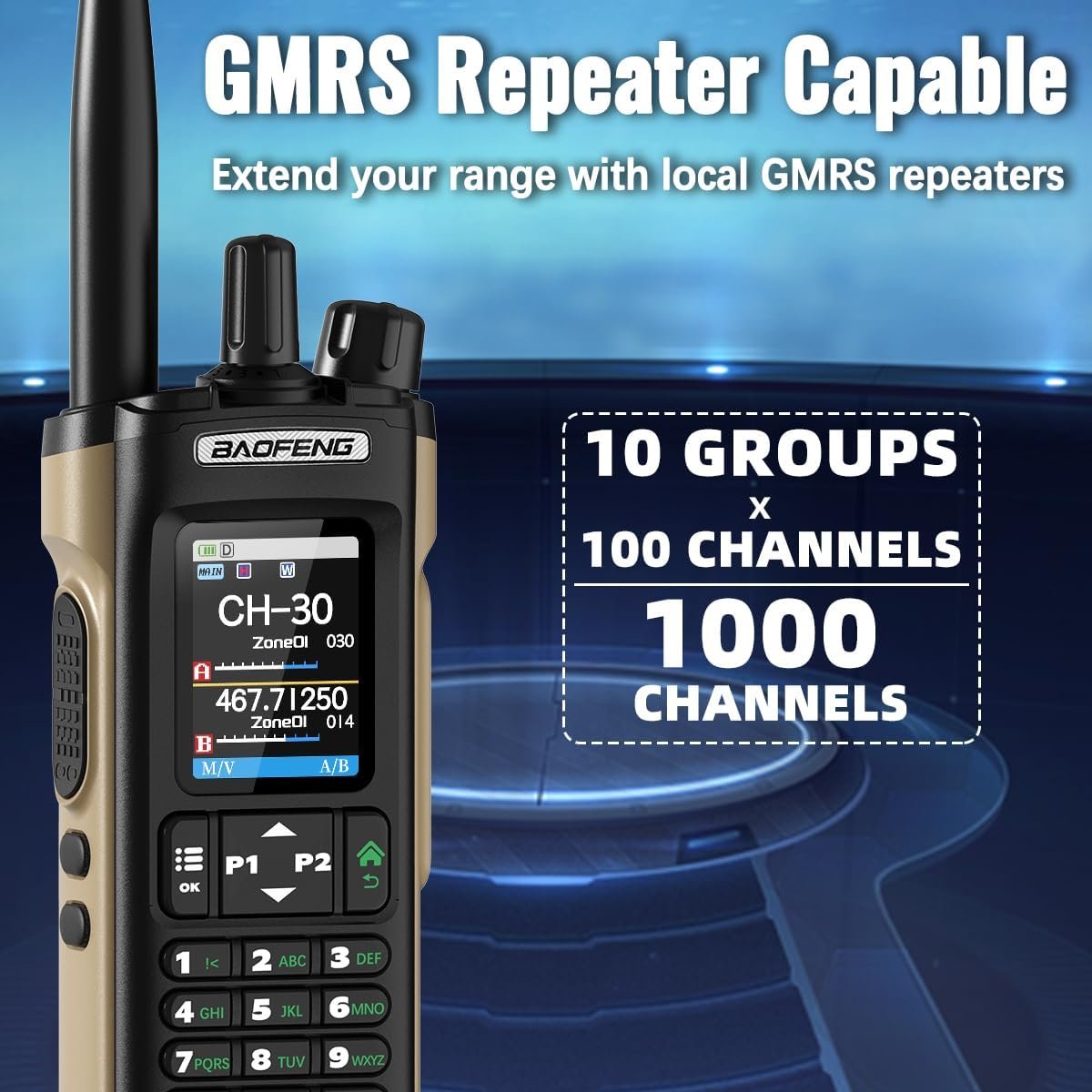 1793016394 BAOFENG GMRS Radio Handheld Radio Rechargeable GM32 Walkie Talkies Long Range for Adults NOAA Weather Emergency GMRS Repeater Two Way Radio with USB C Charger for Off Road Trips Survival