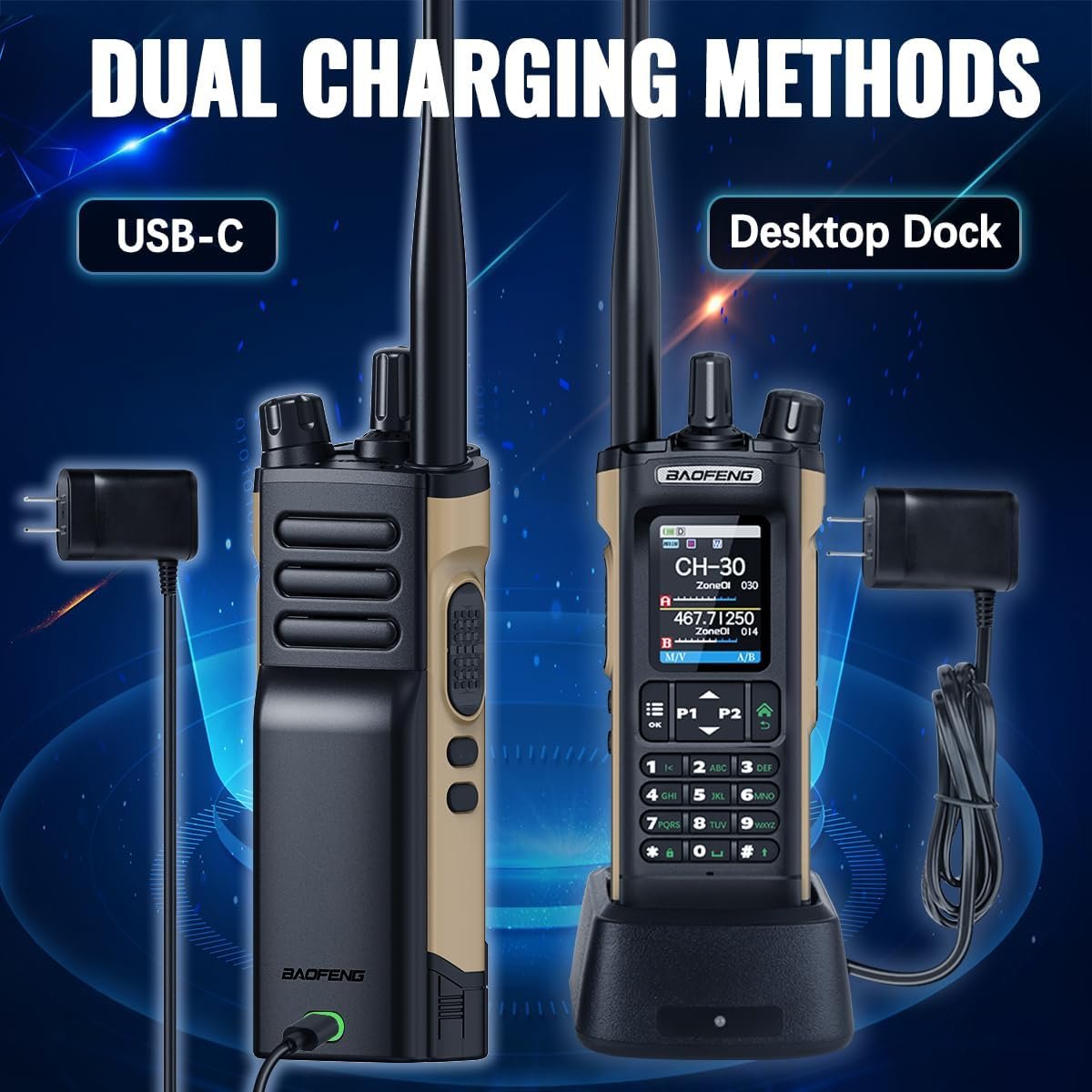 1793016398 BAOFENG GMRS Radio Handheld Radio Rechargeable GM32 Walkie Talkies Long Range for Adults NOAA Weather Emergency GMRS Repeater Two Way Radio with USB C Charger for Off Road Trips Survival