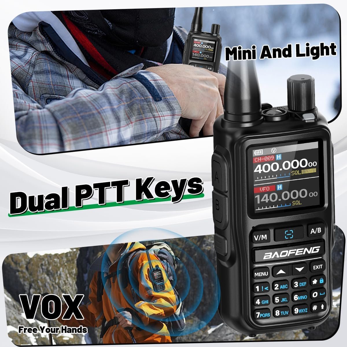 1793031884 Baofeng UV 5R Mini Ham Radio Long Range Handheld Rechargeable Walkie Talkies for Adults APP Programming NOAA Weather UV5R 5RM Two Way Radio with Earpiece USB C Charger for Survival Hunting