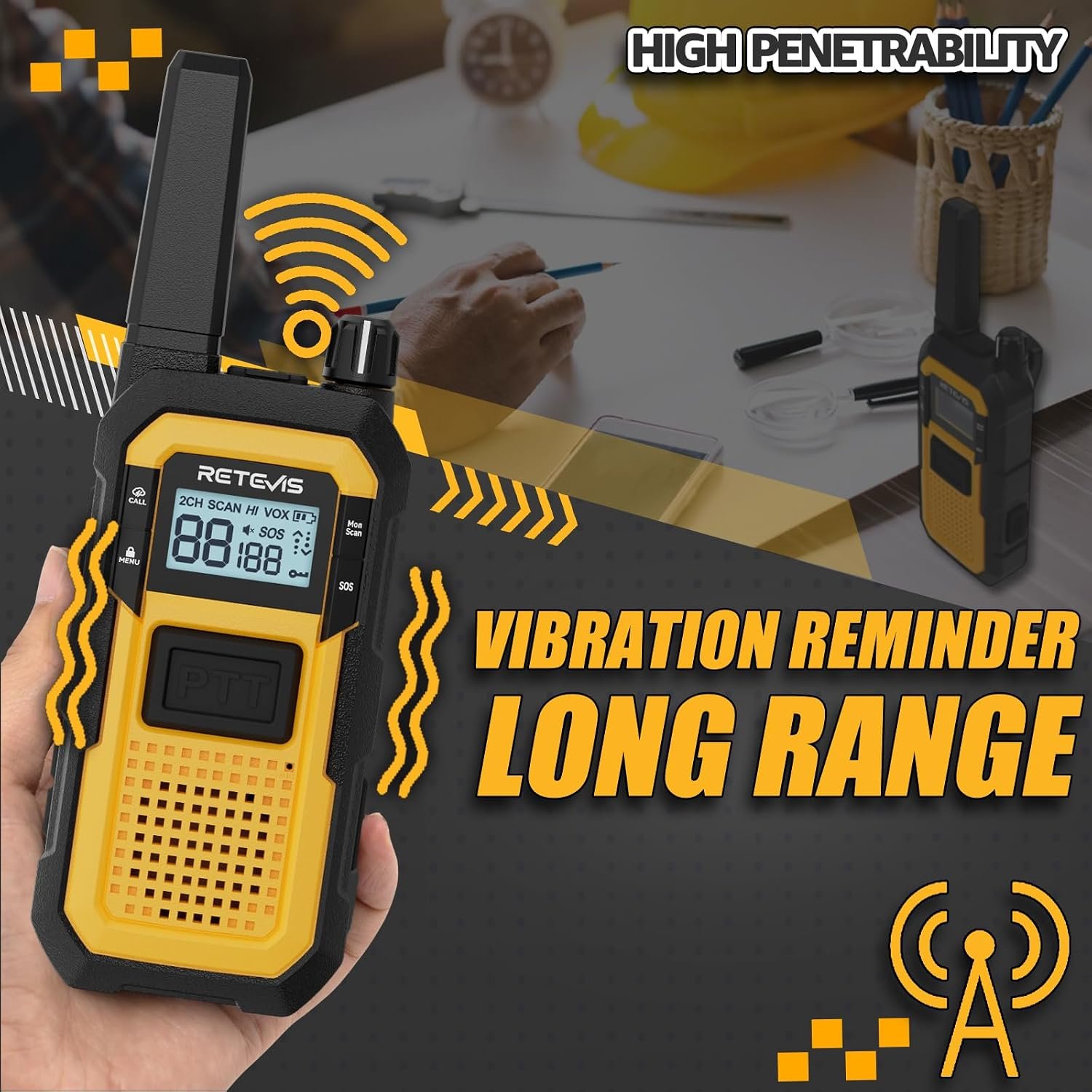 1793034050 Retevis RB48 2 Way Radio Long Range IP67 Waterproof Walkie Talkies Adults