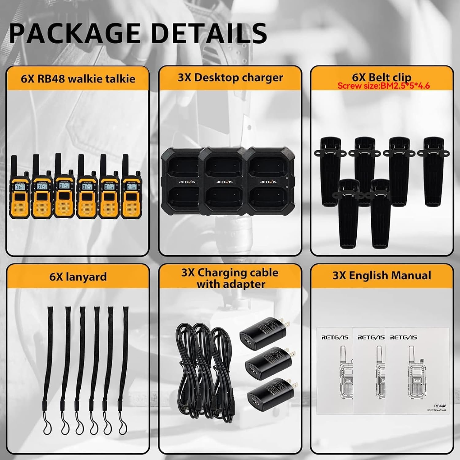 1793034068 Retevis RB48 2 Way Radio Long Range IP67 Waterproof Walkie Talkies Adults