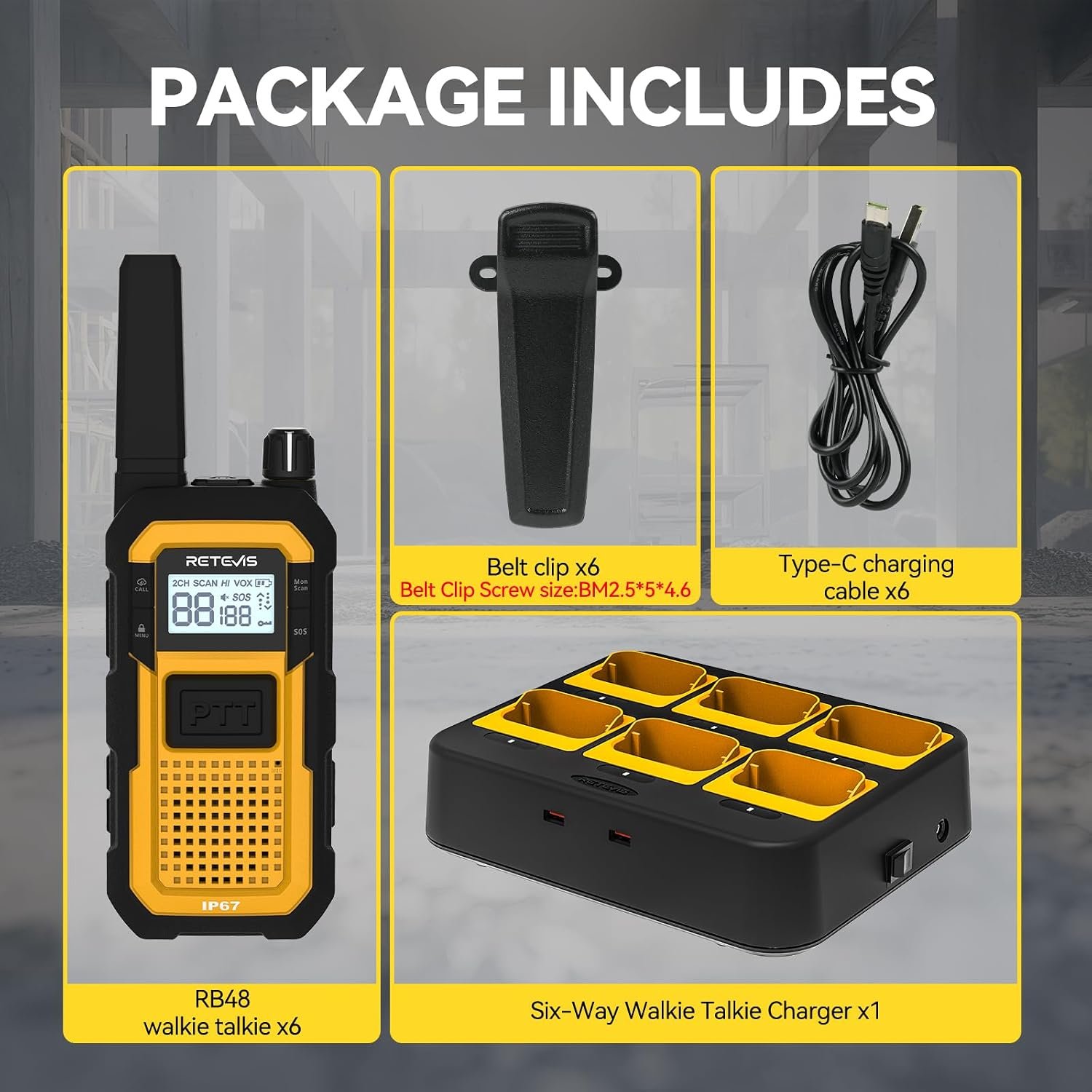 1793037705 Retevis RB48 Walkie Talkies for Adults Heavy Duty 2 Way Radios Long Range