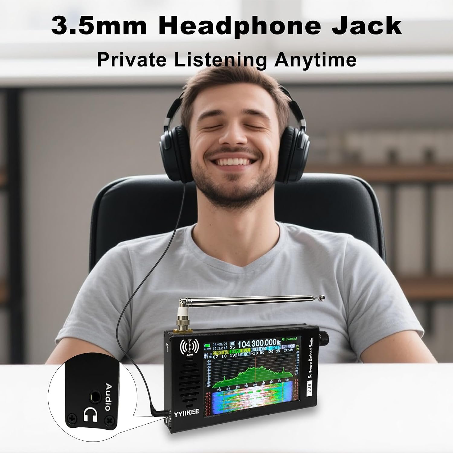 1793041550 Portable SDR DSP Radio Receiver – 4 3 Touchscreen 100KHz 149MHz Full Band Shortwave FM MW SSB CW HAM 192kHz Spectrum Waterfall Display CNC Aluminum Alloy Case Rechargeable Battery