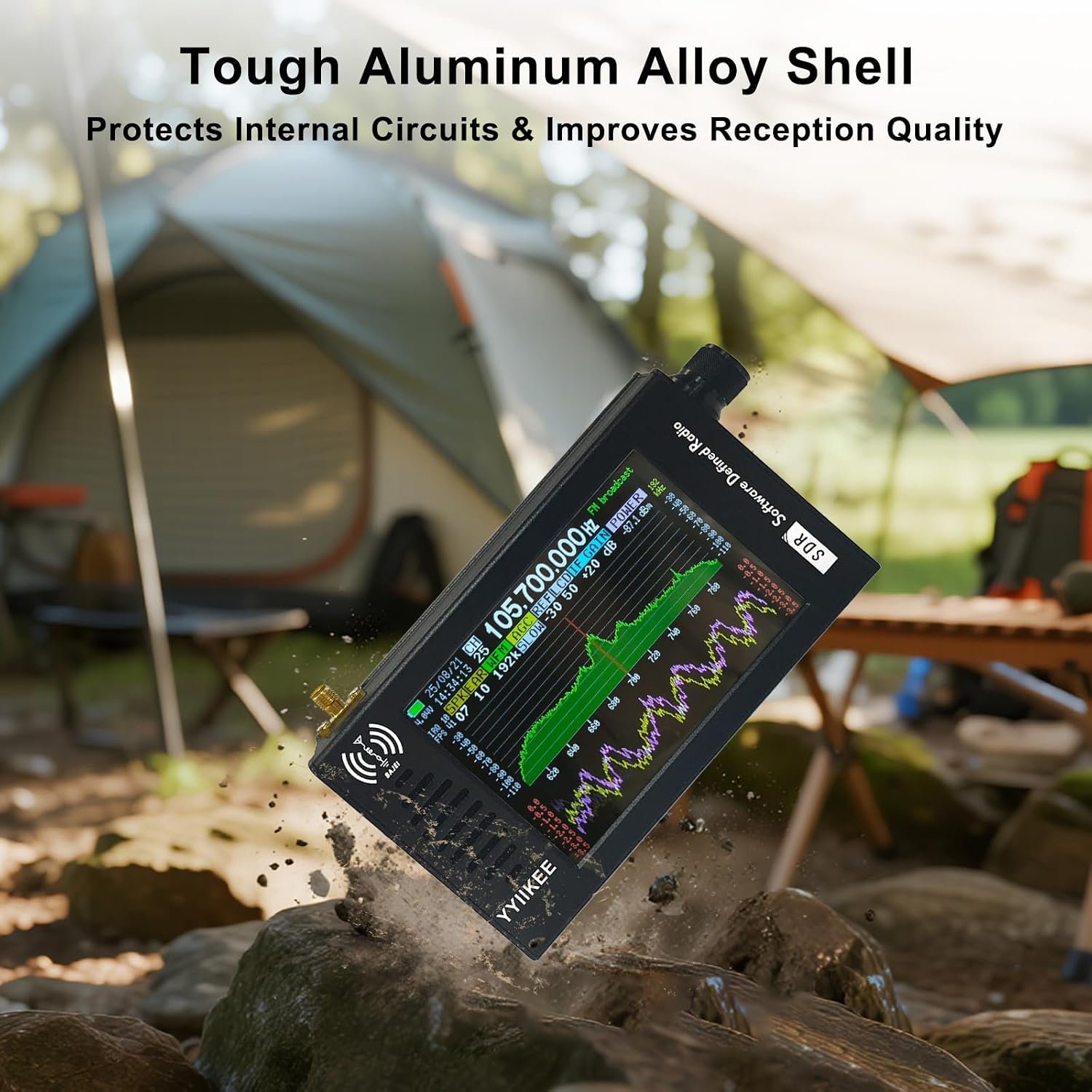 1793041552 Portable SDR DSP Radio Receiver – 4 3 Touchscreen 100KHz 149MHz Full Band Shortwave FM MW SSB CW HAM 192kHz Spectrum Waterfall Display CNC Aluminum Alloy Case Rechargeable Battery