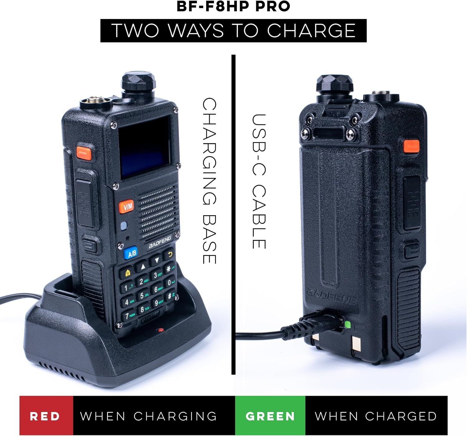 1793043806 BAOFENG BF F8HP PRO Tri Band Ham Radio Clear English Menus 1000 Memories Updatable Firmware Airband NOAA Reception USB C Charging