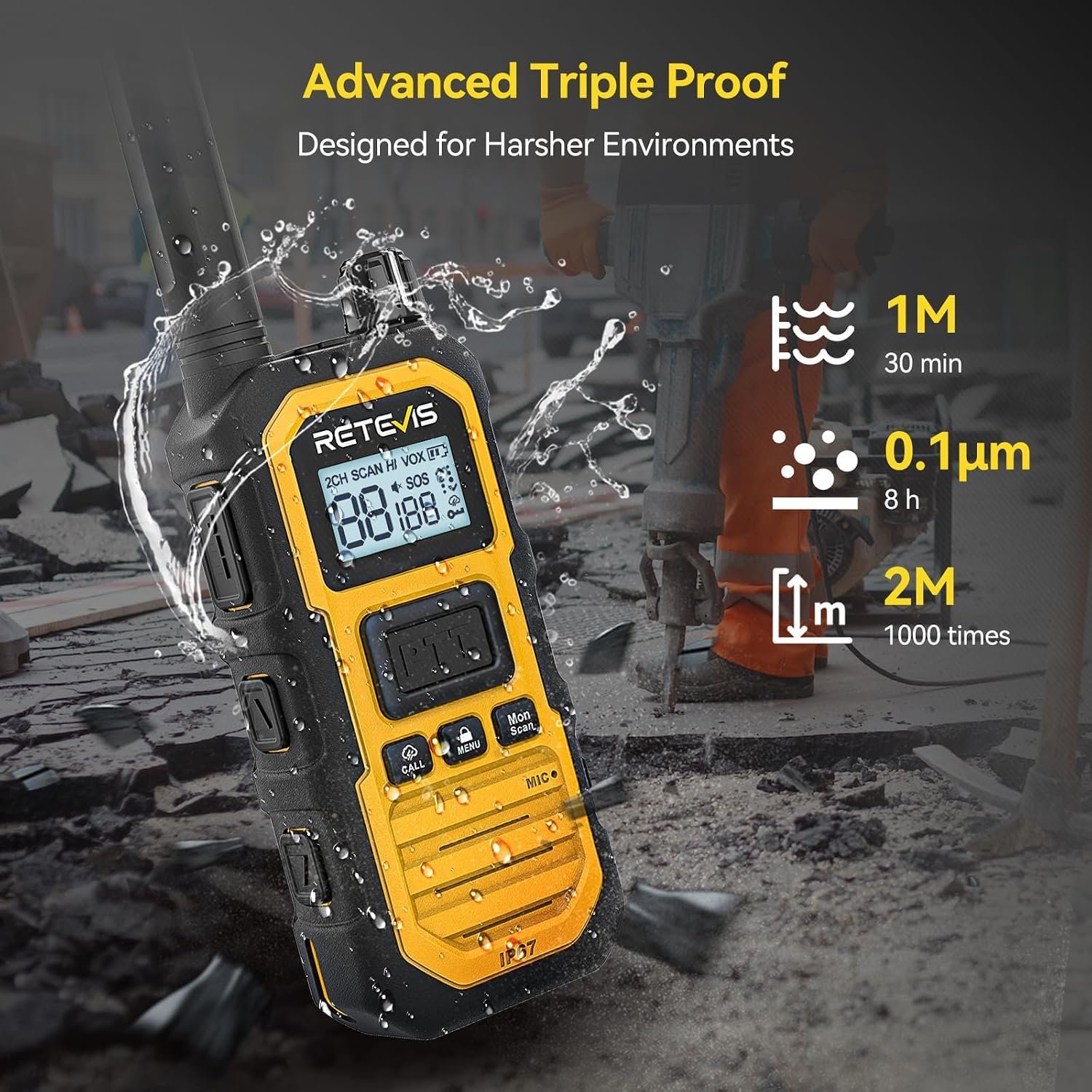 1793045002 Retevis RB48 Plus GMRS Walkie Talkies Long Range for Industrial 4 Pack