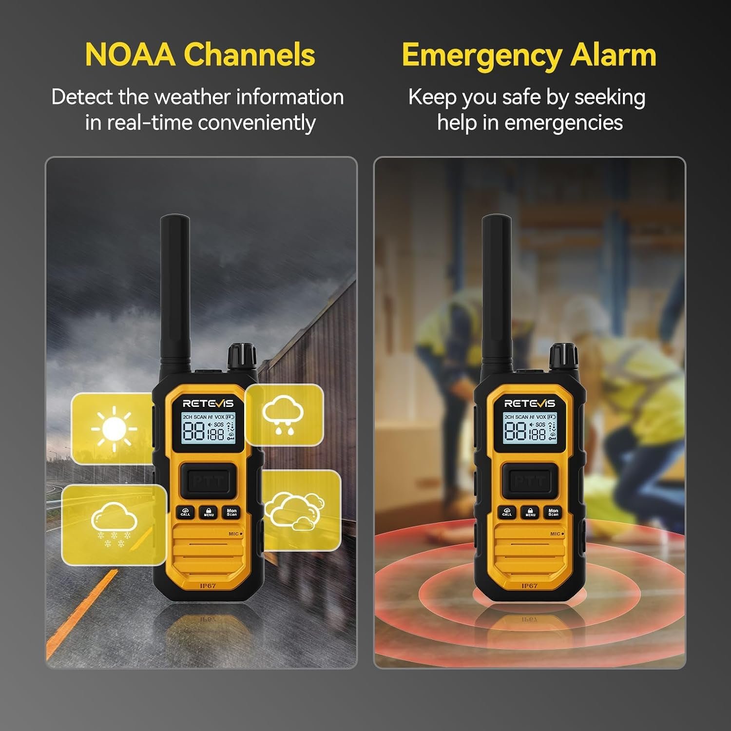 1793045007 Retevis RB48 Plus GMRS Walkie Talkies Long Range for Industrial 4 Pack