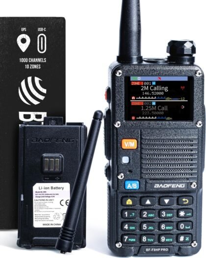 BAOFENG BF-F8HP PRO Tri-Band Ham Radio, Clear English Menus, 1,000 Memories, Updatable Firmware, Airband & NOAA Reception, USB-C Charging