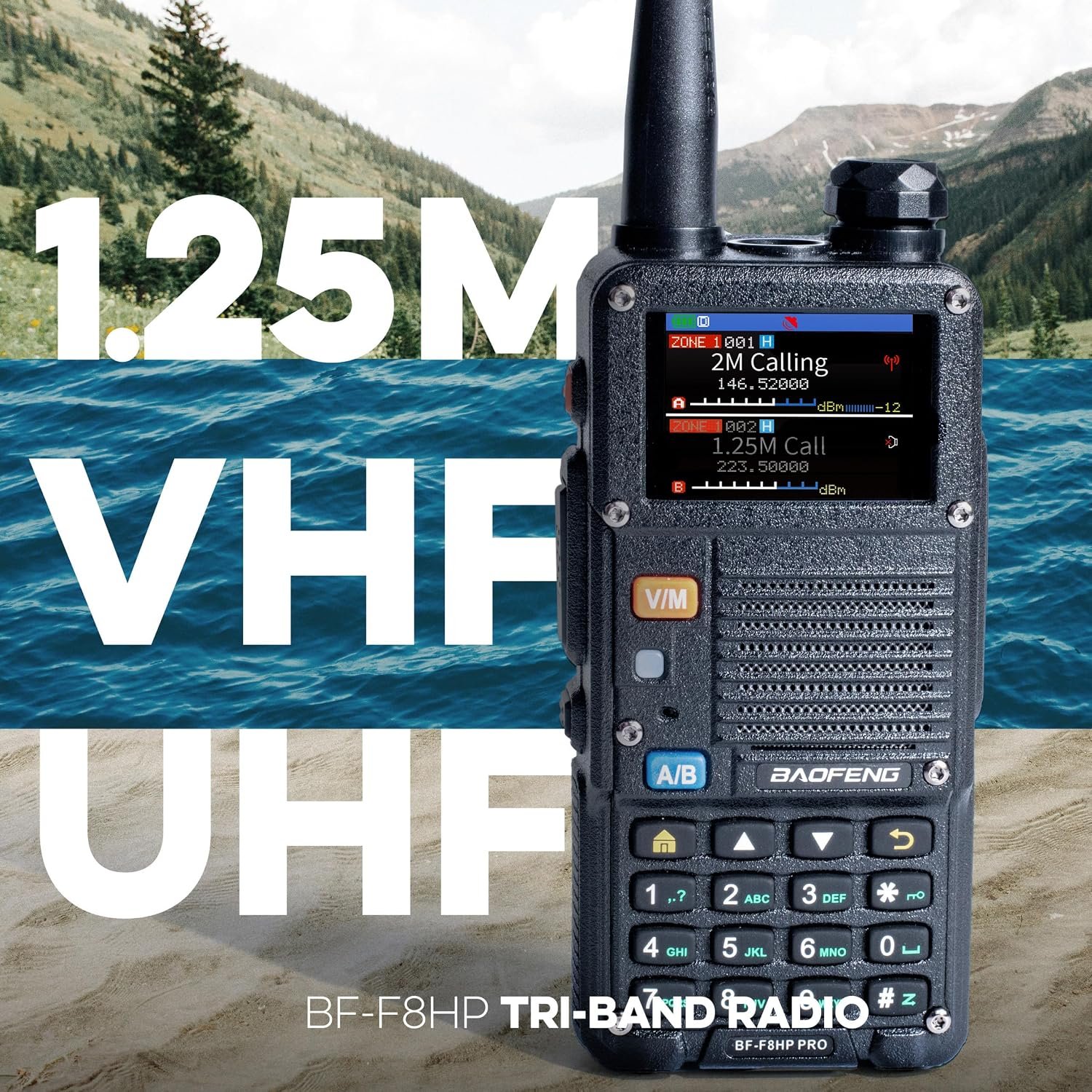 BAOFENG BF F8HP PRO Tri Band Ham Radio Clear English Menus 1000 Memories Updatable Firmware Airband NOAA Reception USB C Charging