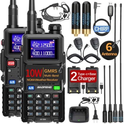 Baofeng Radio Ham Radio Handheld UV-5R Upgrade Long Range Rechargeable AR-5RM 10W NOAA Weather Emergency Tactical Two Way Radio with Programming Cable for Survival Gear Hunting Camping,2 Pack
