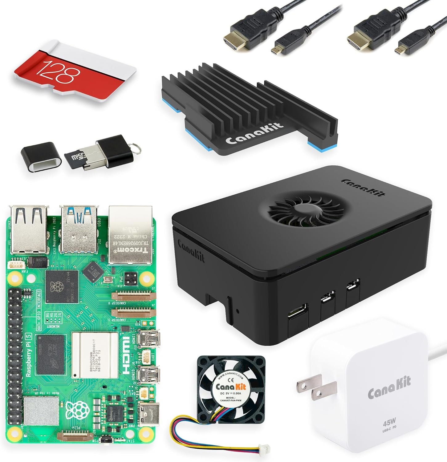 CanaKit Raspberry Pi 5 Starter Kit PRO - Turbine Black (128GB Edition) (8GB RAM)