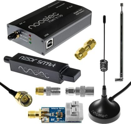 Nooelec NESDR SMArt HF Bundle: 100kHz-1.7GHz Software Defined Radio Set for HF UHF VHF Including RTL-SDR, Assembled Ham It Up Upconverter, Balun, Adapters