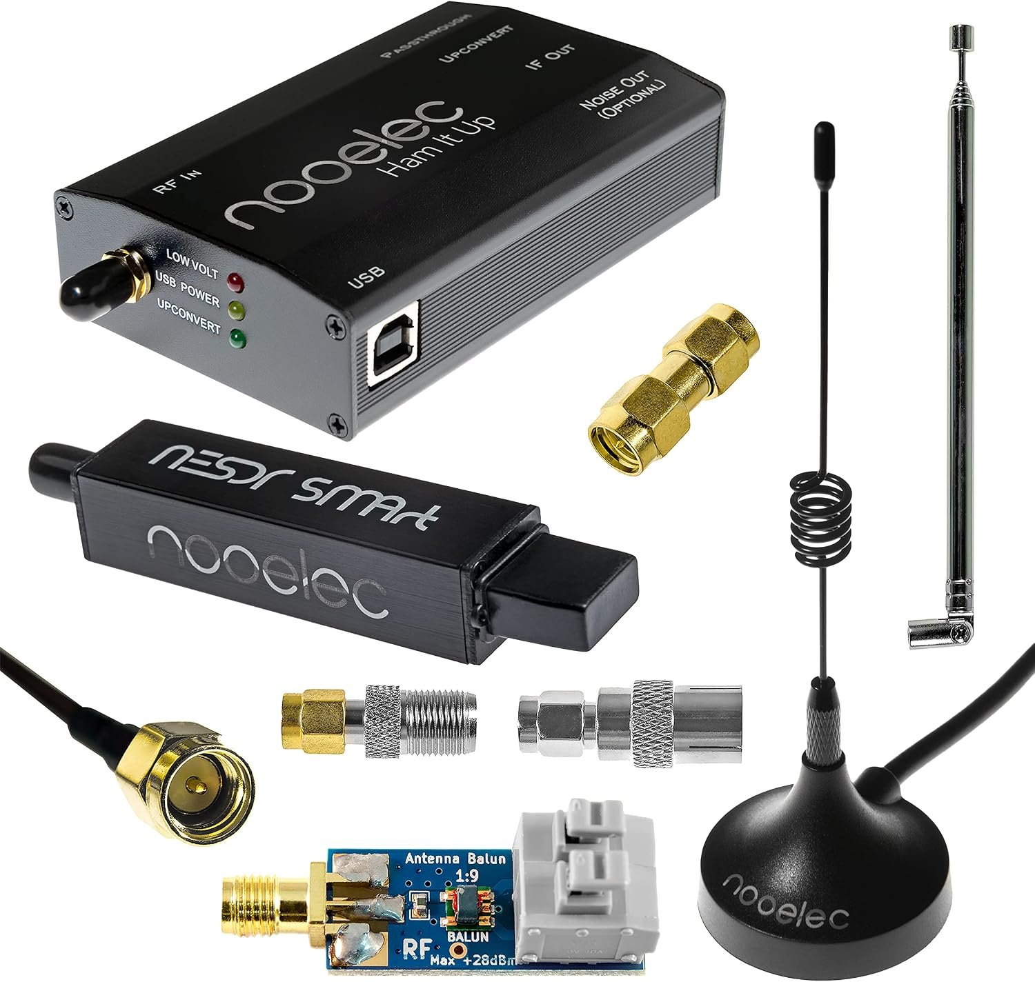 Nooelec NESDR SMArt HF Bundle: 100kHz-1.7GHz Software Defined Radio Set for HF UHF VHF Including RTL-SDR, Assembled Ham It Up Upconverter, Balun, Adapters