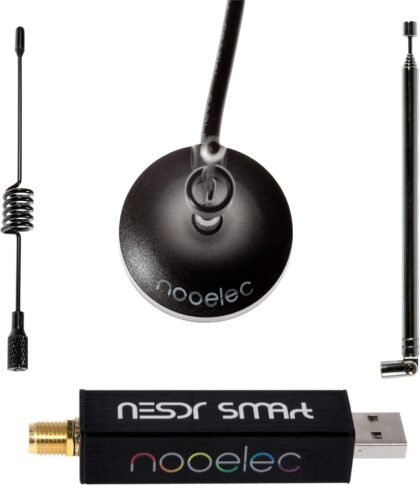 Nooelec RTL-SDR v5 Bundle - NESDR Smart HF VHF UHF (100kHz-1.75GHz) Software Defined Radio. Premium RTLSDR w 0.5PPM TCXO, SMA Input, Aluminum Enclosure & 3 Antennas. RTL2832U & R820T2-Based Radio