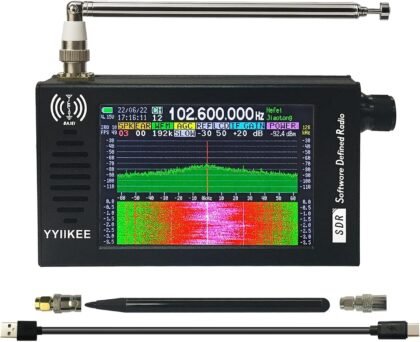 Portable SDR DSP Radio Receiver – 4.3” Touchscreen, 100KHz-149MHz, Full Band Shortwave, FM MW SSB CW HAM, 192kHz Spectrum, Waterfall Display, CNC Aluminum Alloy Case, Rechargeable Battery