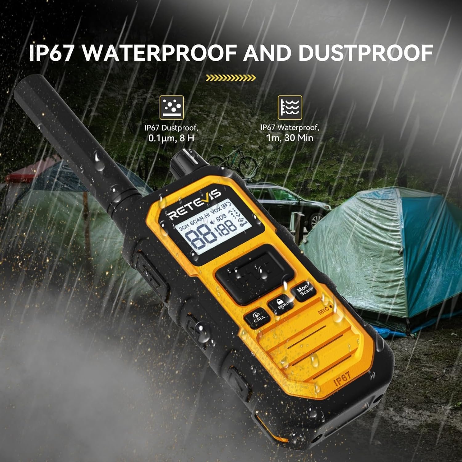 Retevis RB48PLUS GMRS Walkie Talkies Long RangeIP67 Waterproof 2 Way Radio